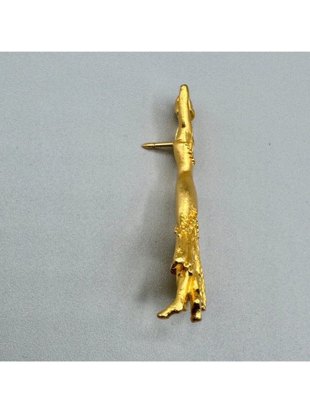 Vintage Saloon Dancer Pin Back Gold Tone Figural Gibson Girl Burlesque 2" - Picture 6 of 11